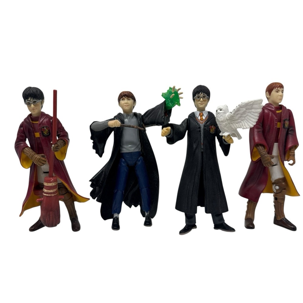 Harry Potter Mattel Action Figures‎ Lot of 4 Articulated 5" Harry Ron George VTG